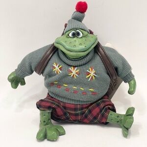 Russ Country Folks Frog Shelf Sitter 5.5” Skiing Hiking Winter Christmas